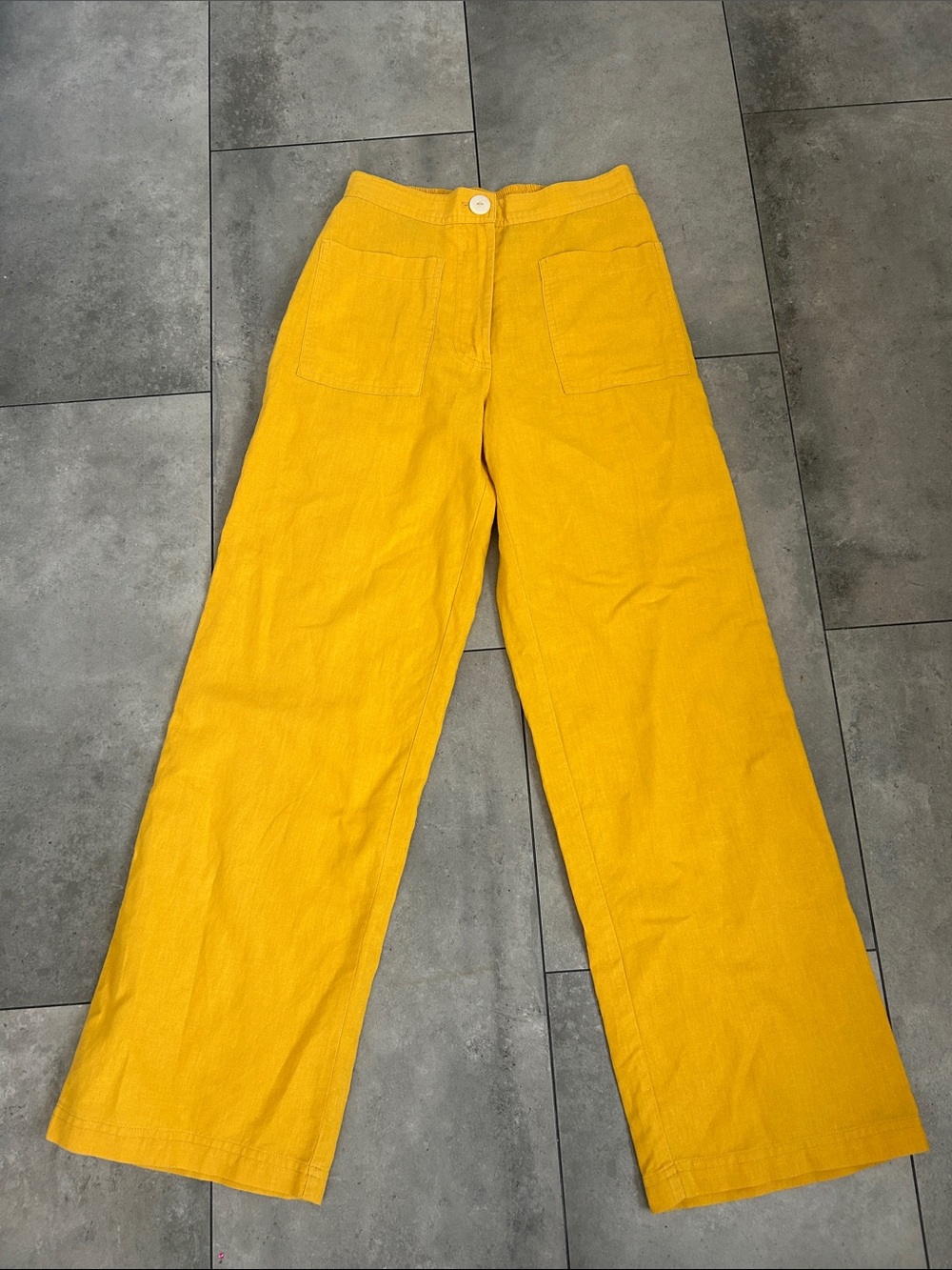 Corey Lynn Calter Wide leg Linen Pants Gold Mustard yellow small
